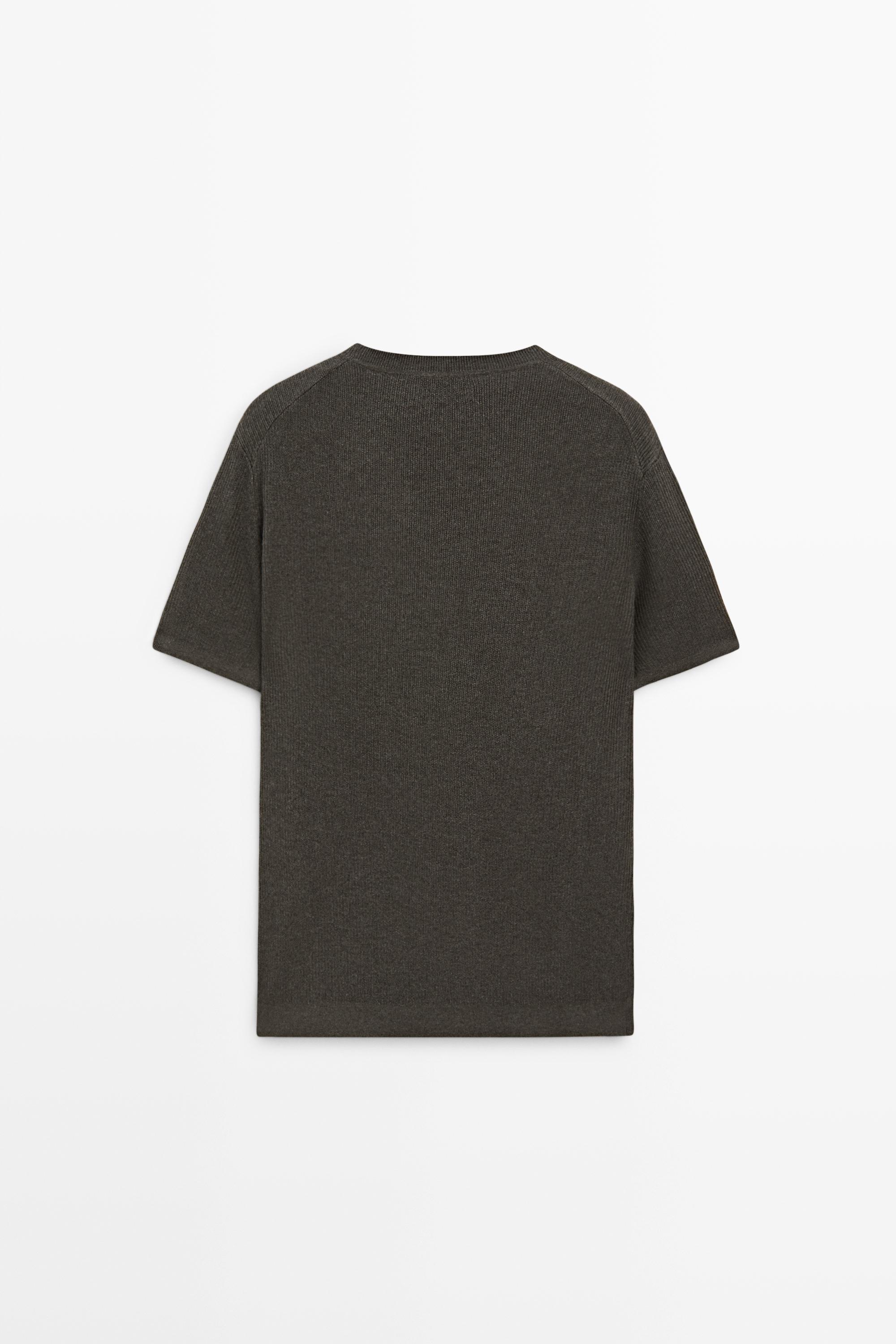 Short sleeve knit cotton blend sweater